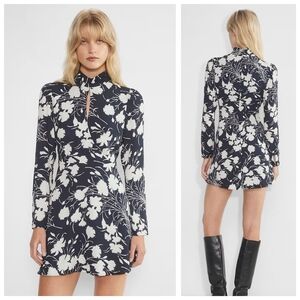 Aritzia Wilfred Lola Crepe Dress Size 10 in Dark Night Navy Floral